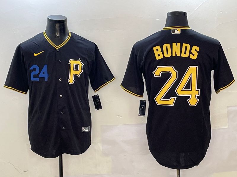 Men Pittsburgh Pirates #24 Bonds Black Game 2025 Nike MLB Jersey style 2